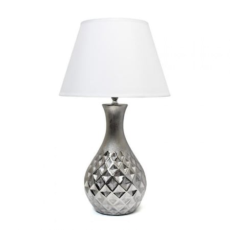 Feeltheglow Juliet Ceramic Table Lamp with Metallic Silver Base & White Fabric Shade FE161170